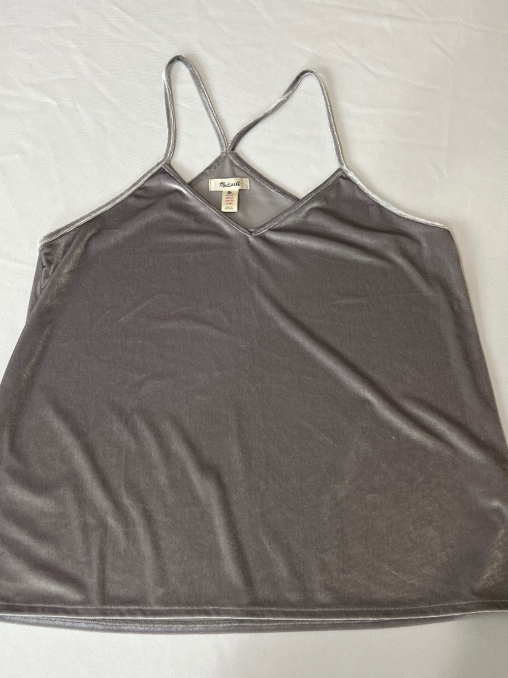 Madewell Velvet Halter Cami Top Pajama Top Fog Gray Size L